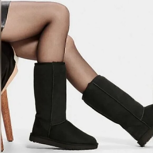 UGG Shoes - Ugg Womens Sz 8 Classic II Tall Shearling Suede Boots Black EUC GORPCORE
